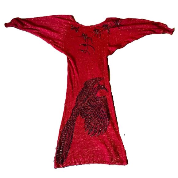 Vintage handmade knit maxi tube 'bird' dress with sparkle - Picture 11 of 16